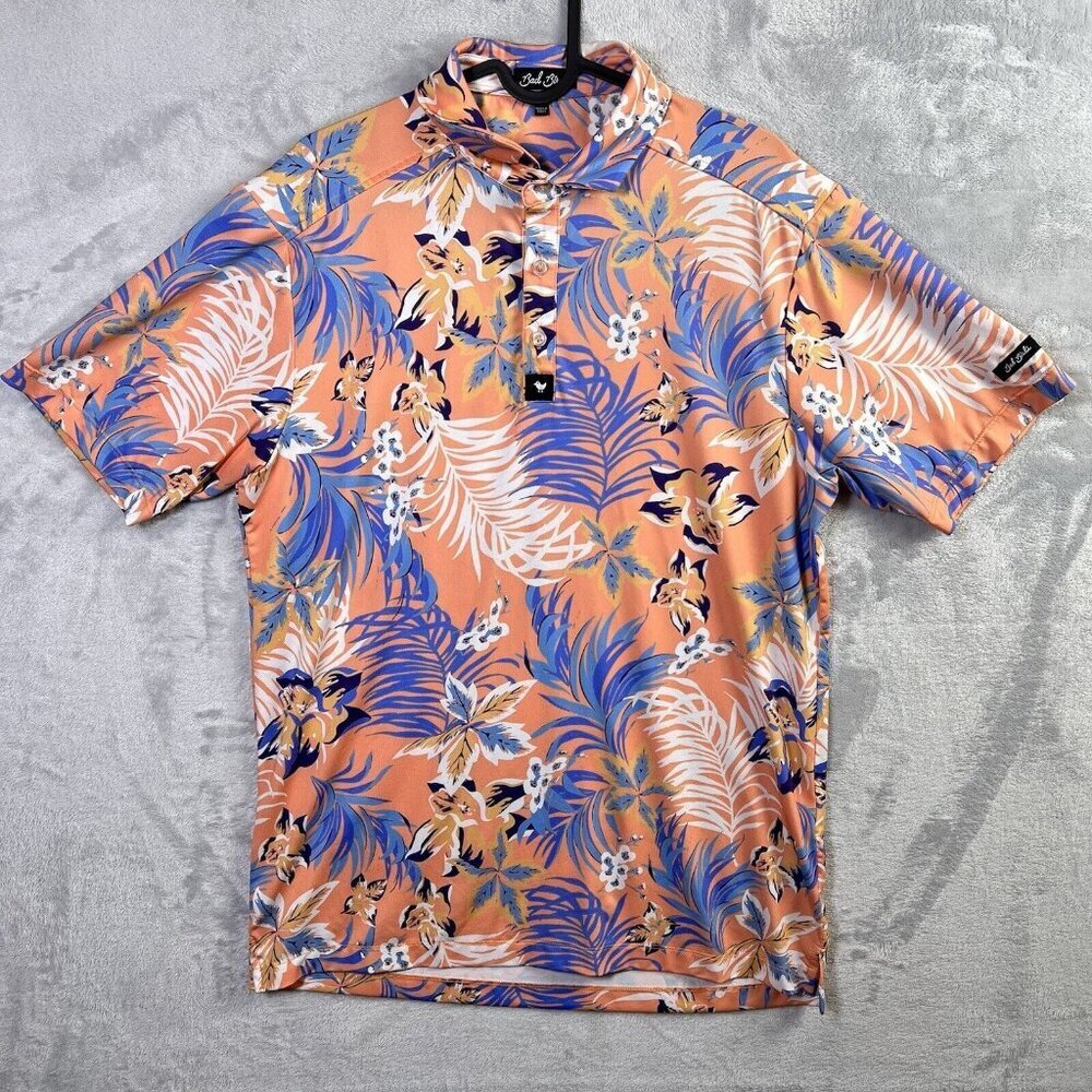 Bad Birdie Golf Polo Men's Small Tropical Floral Shirt Preppy Tennis Summer‎
